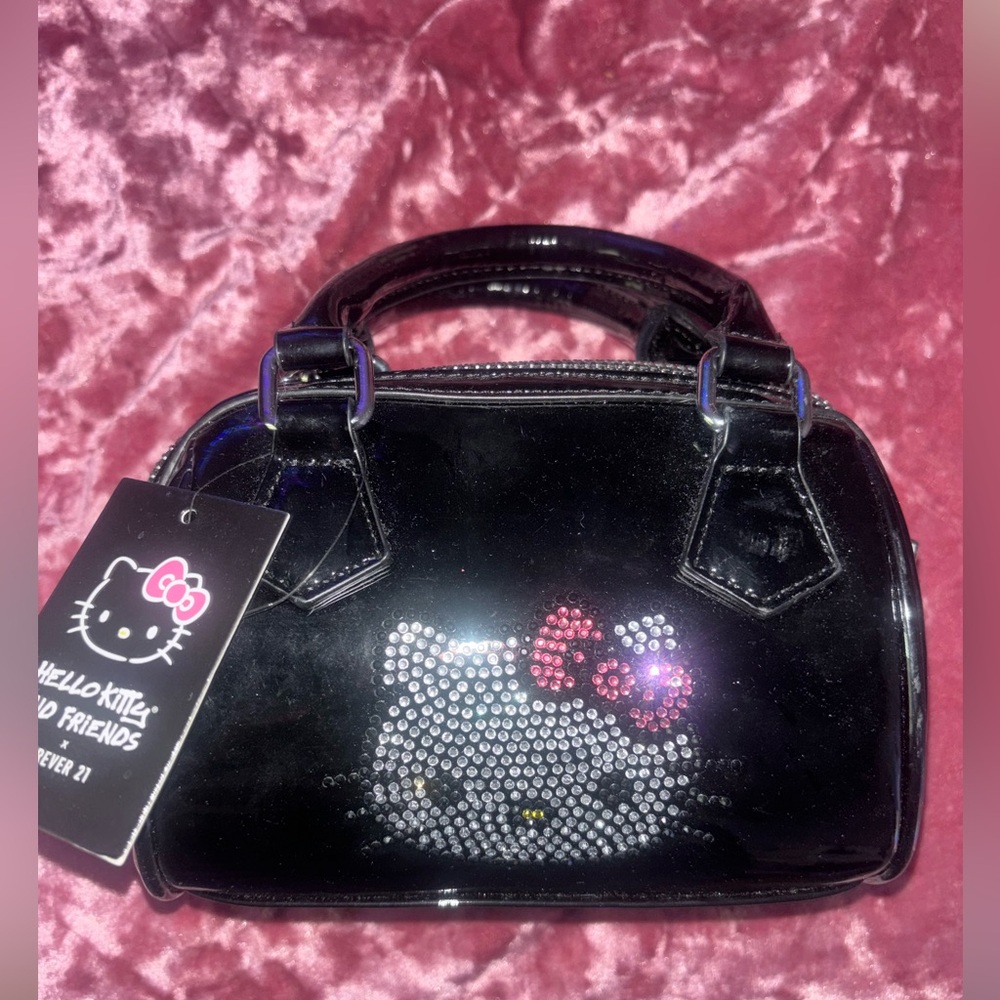 Hello Kitty Black Handbag rhinestone patent mini purse bag forever 21 bag